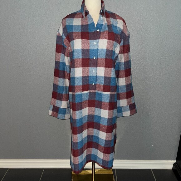 I R O JEANS SOANE FLANNEL BUFFALO PLAID POP-OVER MIDI SHIRT DRESS - EUC -Size 36 - Picture 1 of 16
